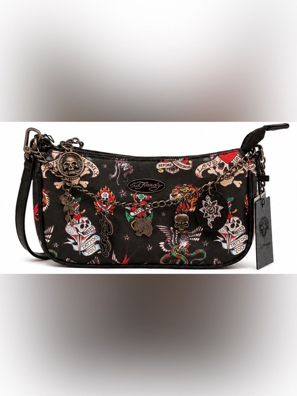 🖤 ED HARDY TATTOO PRINT CHARM SHOULDER BAG 🖤